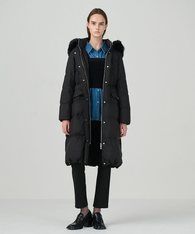 GRACE CONTINENTAL フードファーロングダウン ブラック