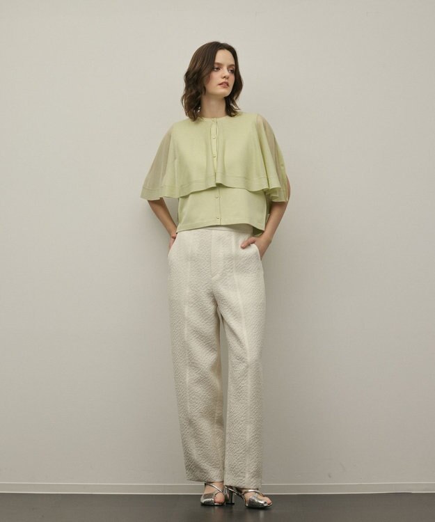 GRACE CONTINENTAL シアーケープニットカーディガン ライトグリーン