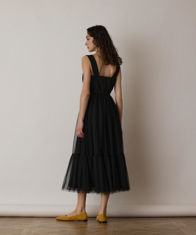 GRACE CONTINENTAL チュールコンビティアードワンピース ブラック