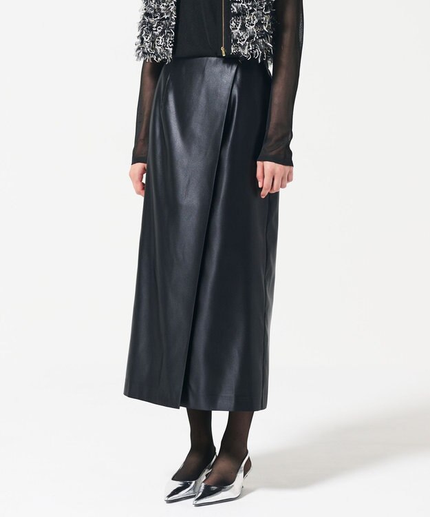 GRACE CONTINENTAL コーティングラップスカート ブラック