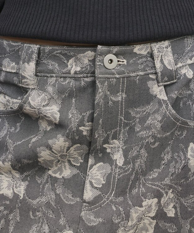 GRACE CONTINENTAL ボタニカルジャガードスカート チャコール