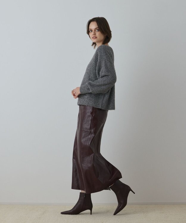 GRACE CONTINENTAL グリッターニットトップ グレー