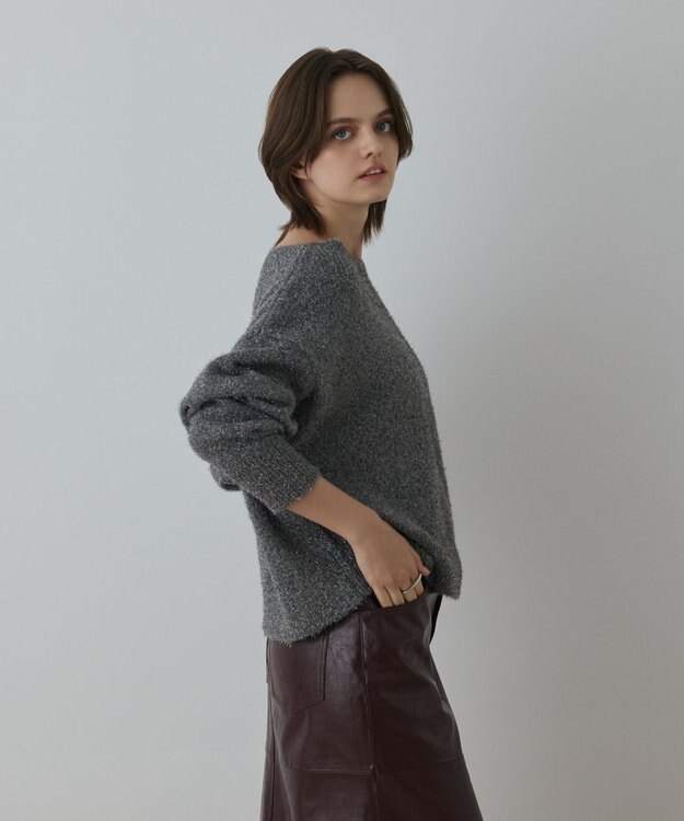 GRACE CONTINENTAL グリッターニットトップ グレー