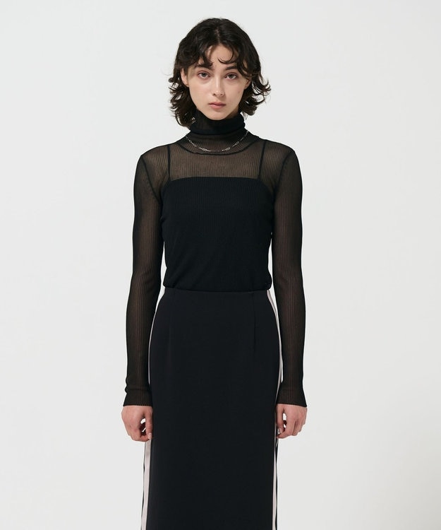 GRACE CONTINENTAL シアーリブタートルトップ ブラック