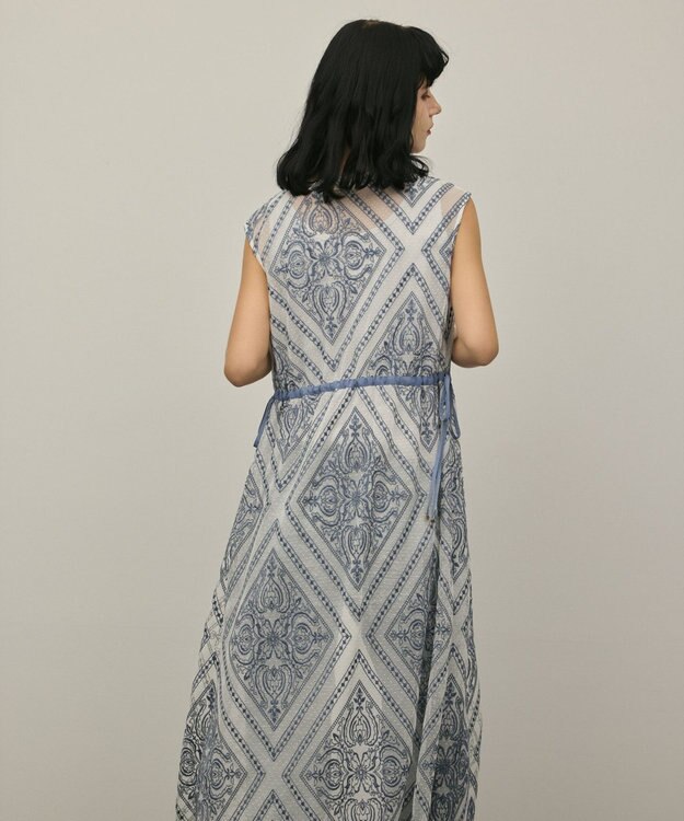GRACE CONTINENTAL 刺繍ジレワンピース ブルー