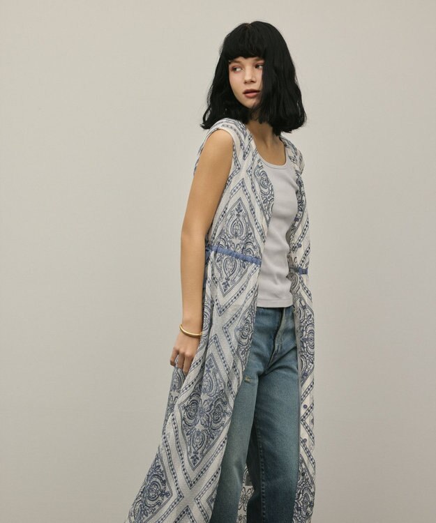 GRACE CONTINENTAL 刺繍ジレワンピース ブルー