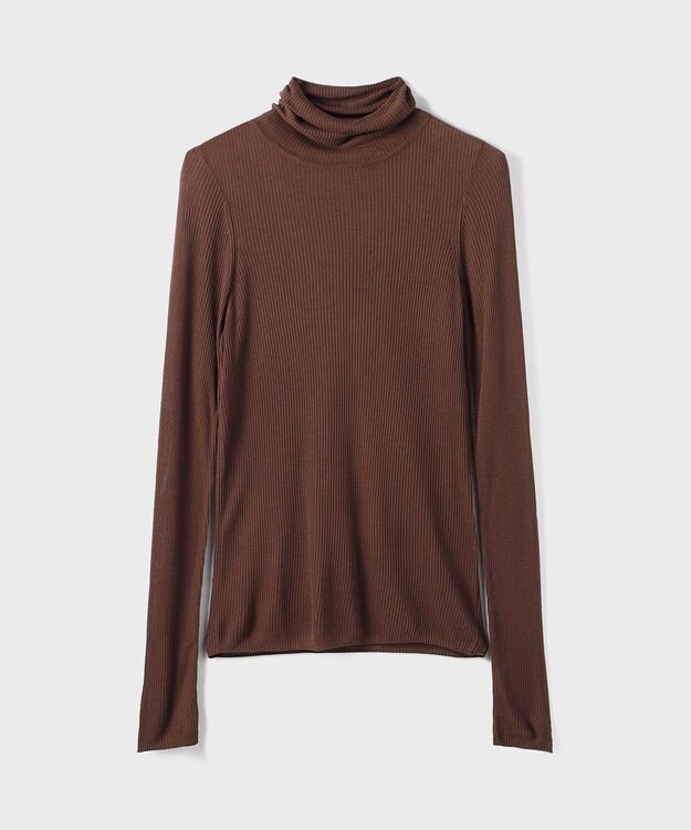 GRACE CONTINENTAL シアーリブニットトップ ブラウン