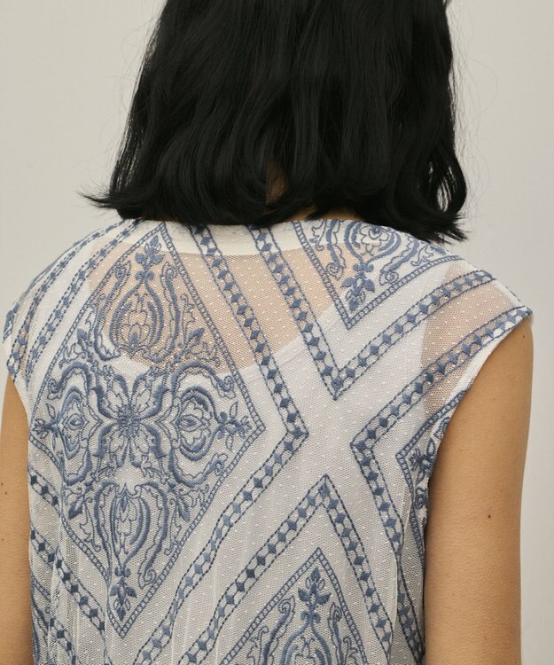 GRACE CONTINENTAL 刺繍ジレワンピース ブルー