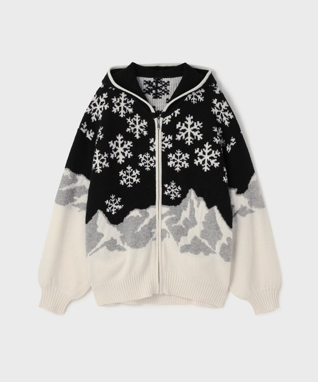 GRACE CONTINENTAL スノージャガードニットフーディ ブラック