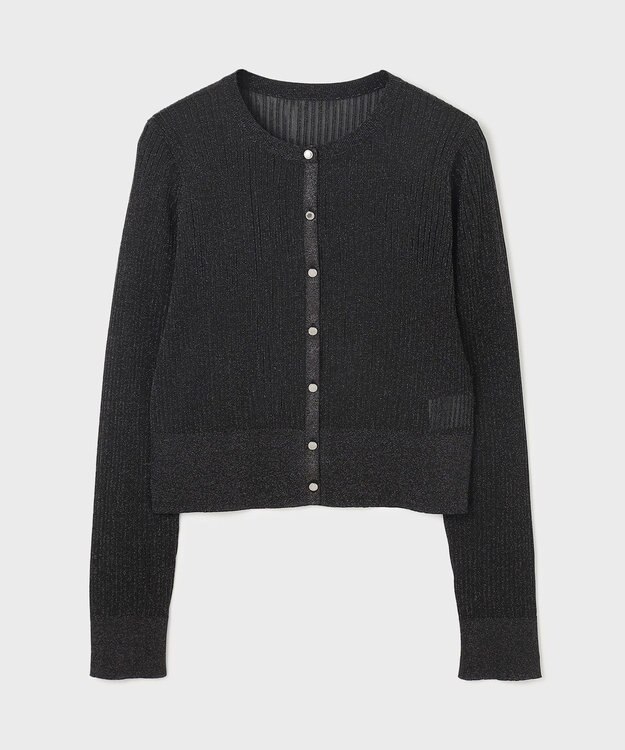 GRACE CONTINENTAL ラメリブシアーニットカーディガン ブラック
