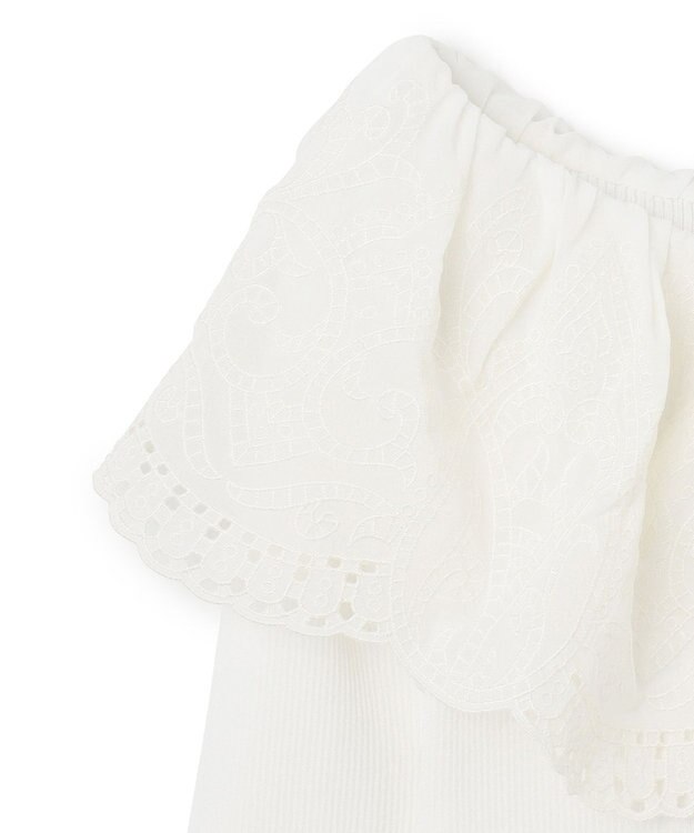 GRACE CONTINENTAL カットワークリブニットトップ ホワイト