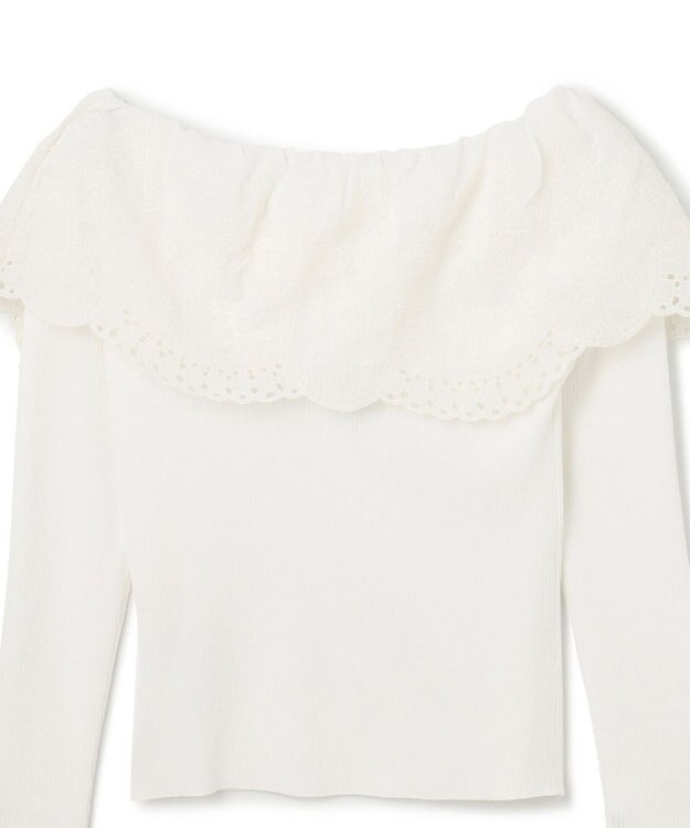 GRACE CONTINENTAL カットワークリブニットトップ ホワイト