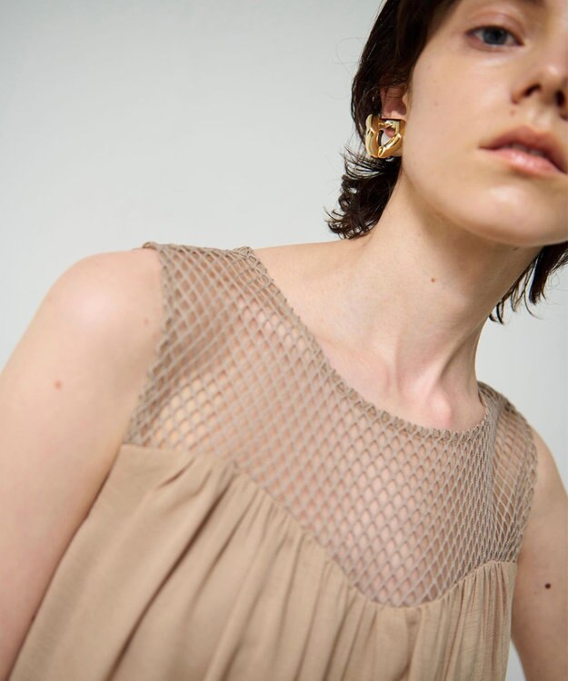 GRACE CONTINENTAL シアードレープマキシ キャメル