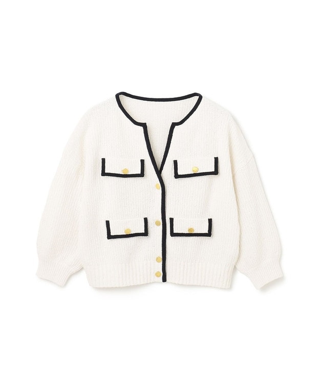 GRACE CONTINENTAL バイカラールーズニットカーディガン ホワイト