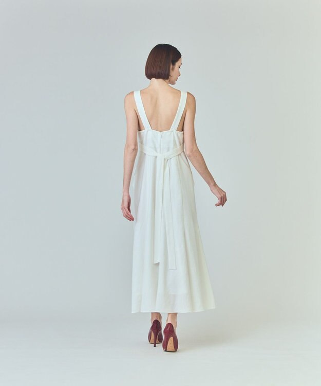 GRACE CONTINENTAL リネンタッチロングドレス ホワイト