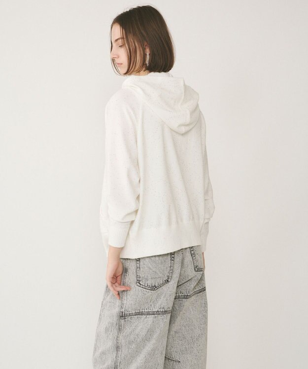 GRACE CONTINENTAL スパンコールニットパーカー ホワイト