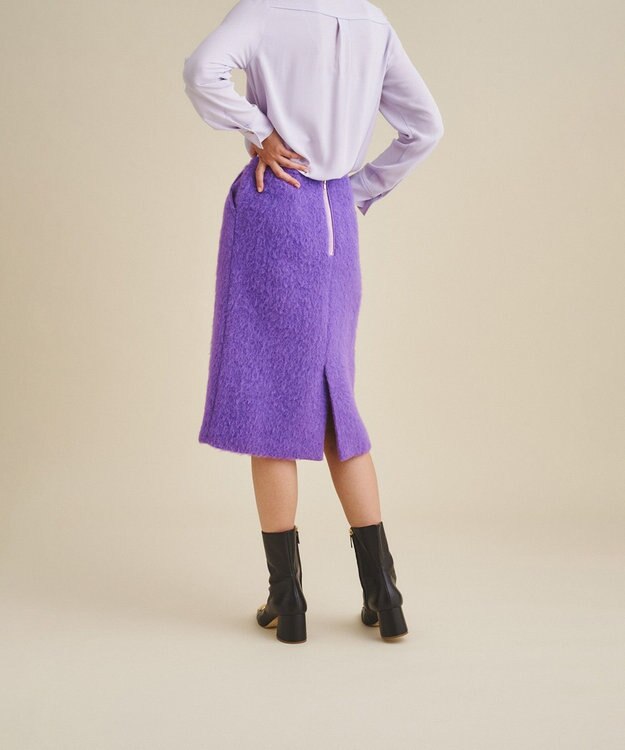 美品 アニエスベー モヘヤ シャギーコート ロング 紫 M相当 フランス製 美品 アニエスベー モヘヤ シャギーコート ロング 紫 M相当
