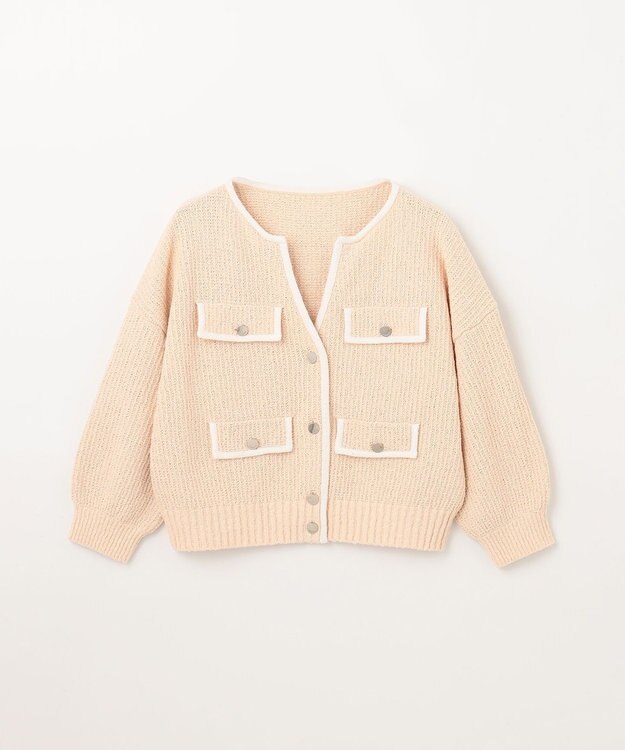 GRACE CONTINENTAL バイカラールーズニットカーディガン ベージュ