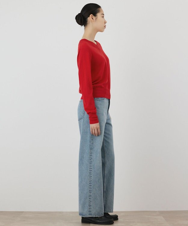 GRACE CONTINENTAL バイカラーウールニットトップ レッド