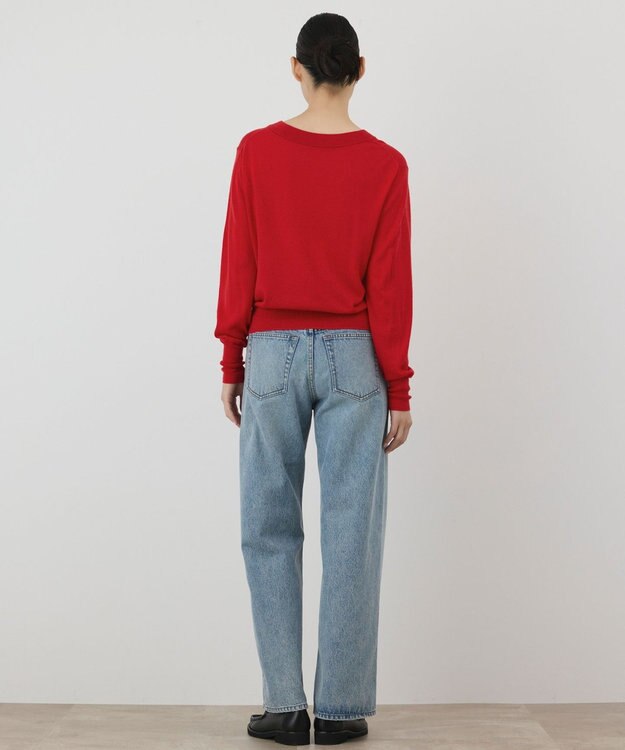 GRACE CONTINENTAL バイカラーウールニットトップ レッド