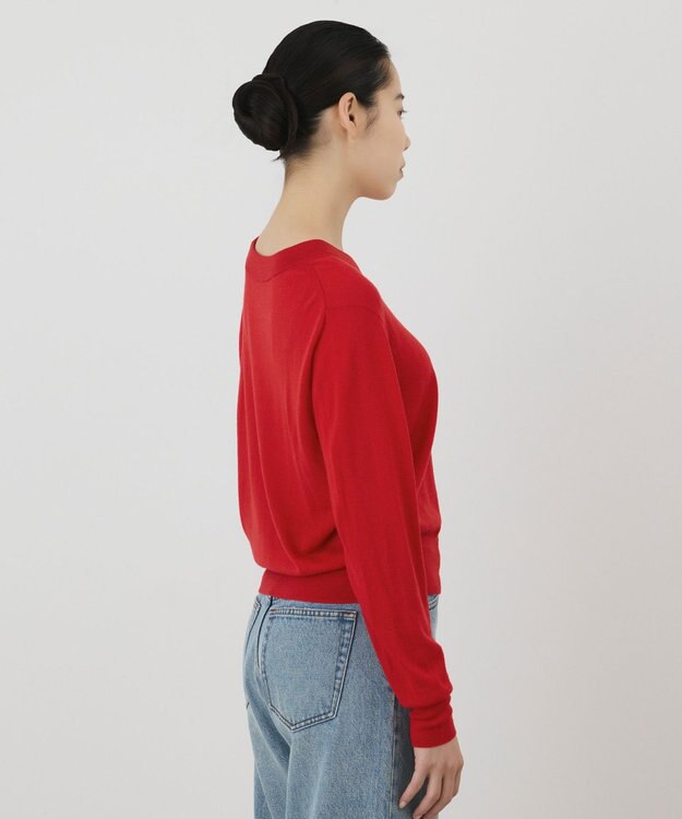 GRACE CONTINENTAL バイカラーウールニットトップ レッド