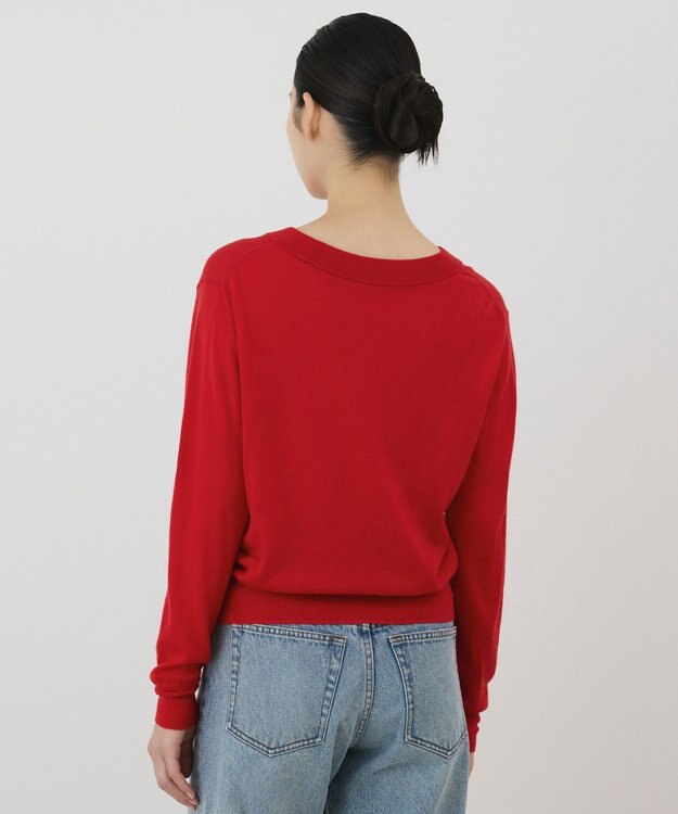 GRACE CONTINENTAL バイカラーウールニットトップ レッド