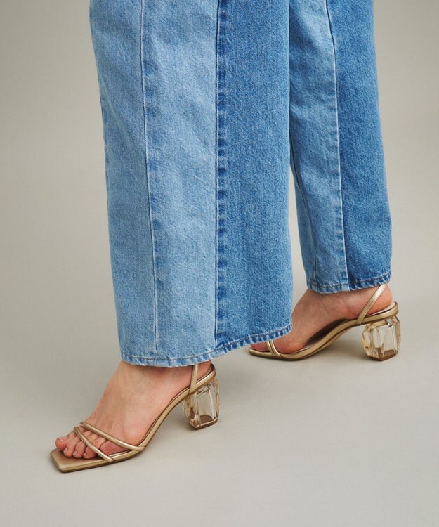 GRACE CONTINENTAL 切替ワイドデニムパンツ サックス