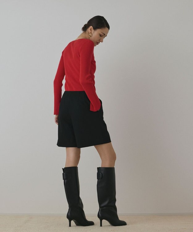 GRACE CONTINENTAL ハイゲージリブニットトップ レッド