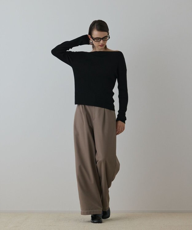 GRACE CONTINENTAL タックカーブパンツ ベージュ