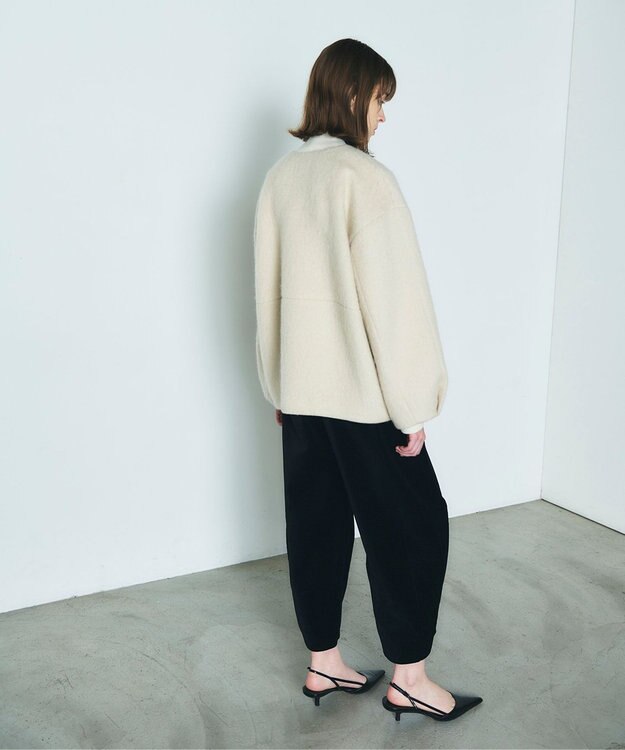 GRACE CONTINENTAL ノーカラーシャギーコート キナリ