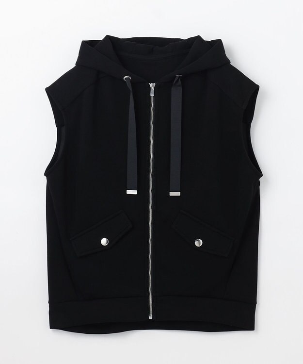 GRACE CONTINENTAL フードノースリーブ トップ ブラック