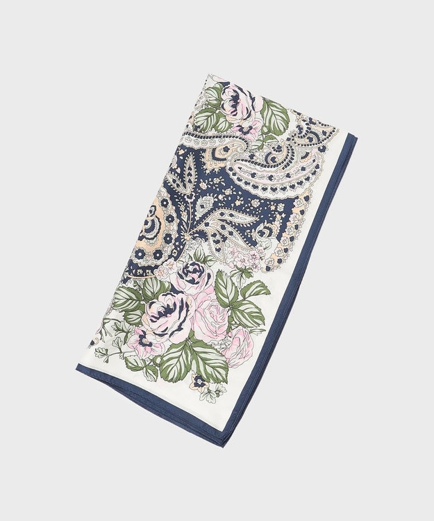 GRACE CONTINENTAL フラワーペイズリースカーフ ネイビー
