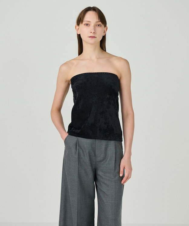 GRACE CONTINENTAL ラインビジューベアトップ ブラック