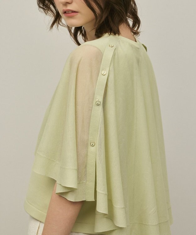 GRACE CONTINENTAL シアーケープニットカーディガン ライトグリーン