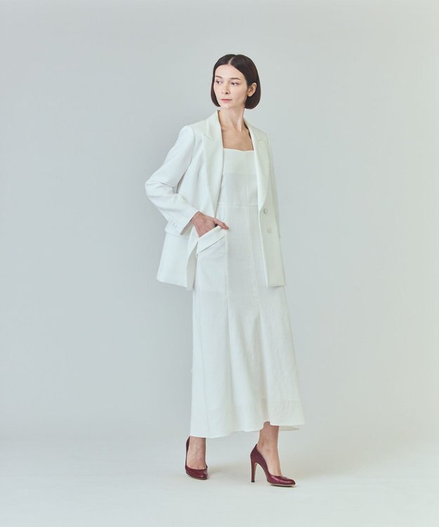 GRACE CONTINENTAL リネンタッチロングドレス ホワイト