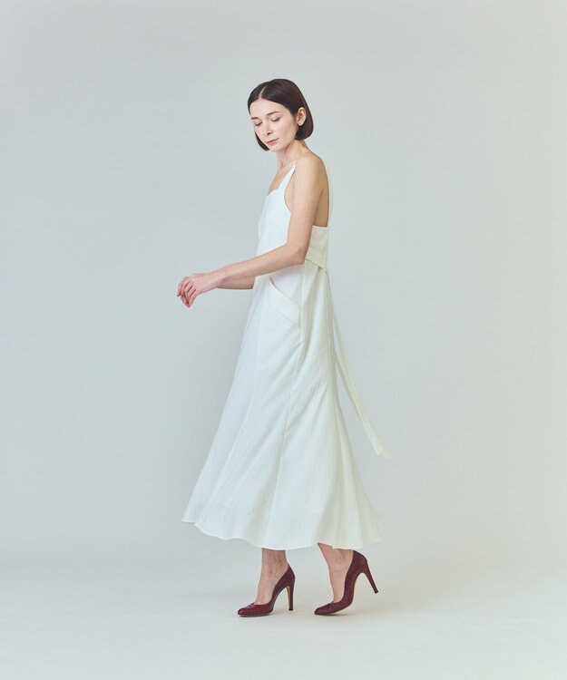 GRACE CONTINENTAL リネンタッチロングドレス ホワイト