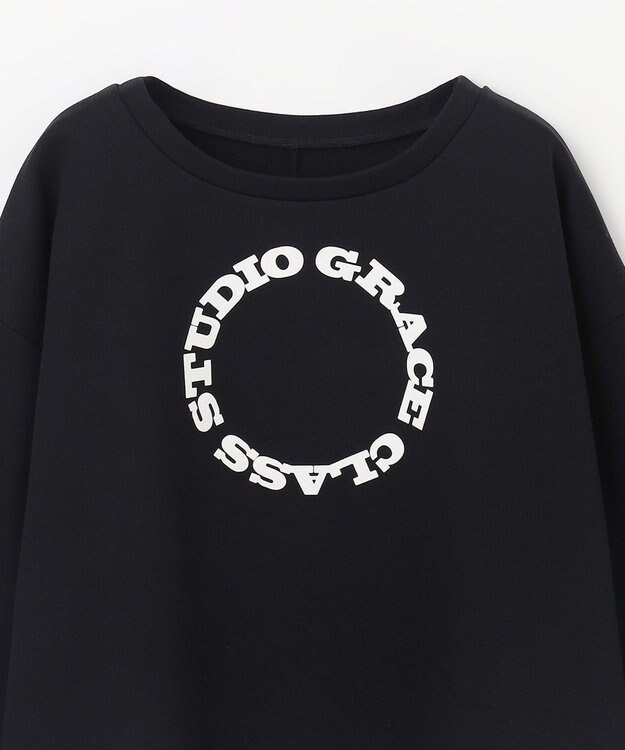 GRACE CONTINENTAL フロッキーロゴプリントトップ ブラック