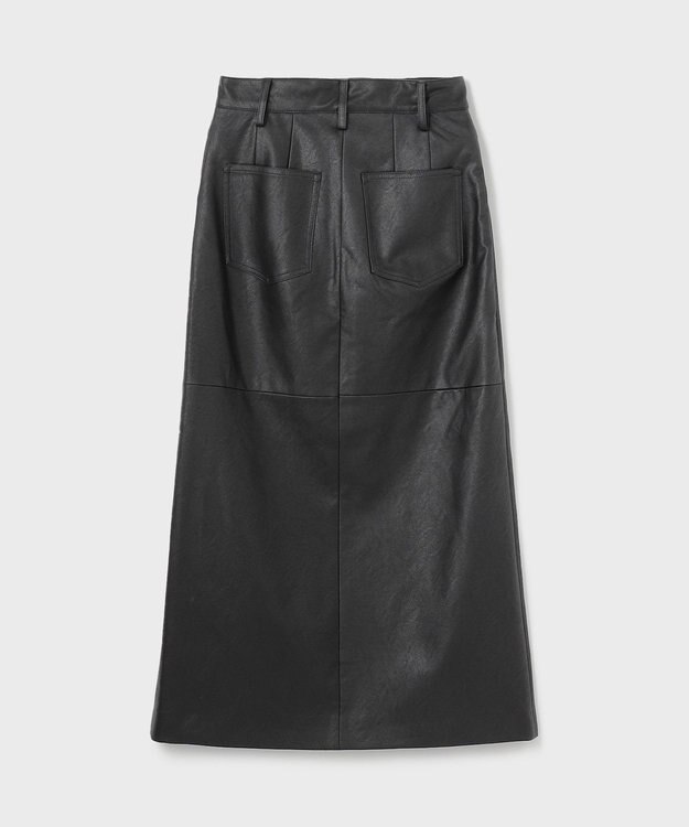 GRACE CONTINENTAL クラッシュレザータイトスカート ブラック