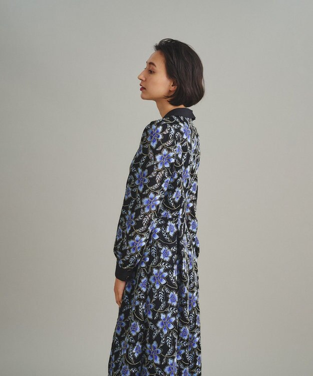 GRACE CONTINENTAL レース刺繍タックワンピース ブラック