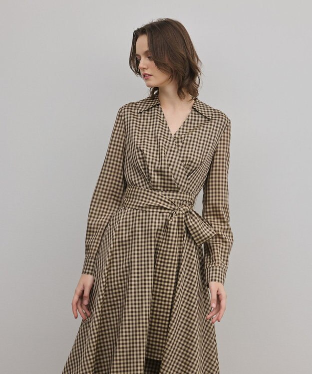 GRACE CONTINENTAL カシュクールバルーンワンピース ブラウン