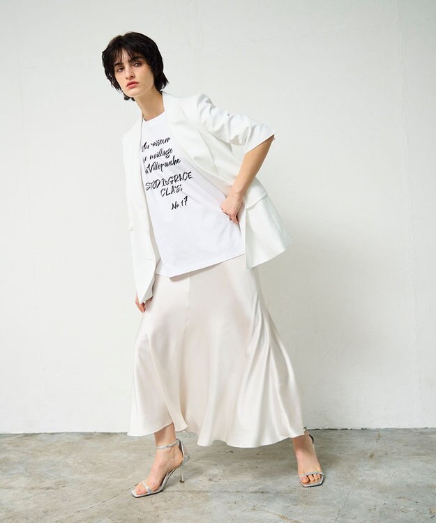 GRACE CONTINENTAL リネンタッチハーフスリーブジャケット ホワイト