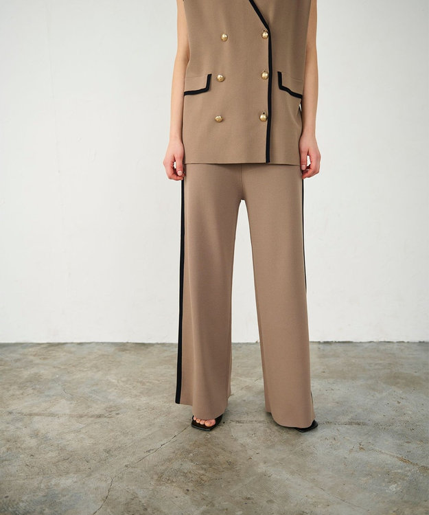 GRACE CONTINENTAL バイカラーニットパンツ ベージュ