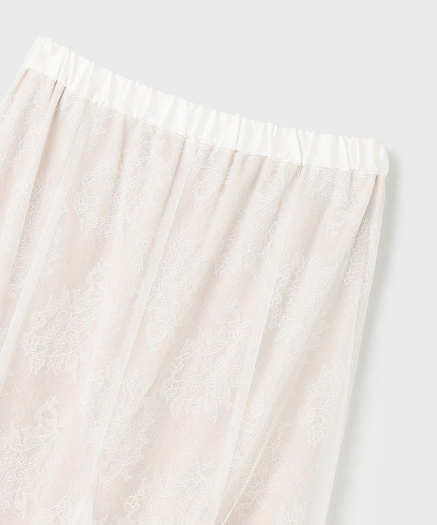 GRACE CONTINENTAL レースレイヤードチュールスカート ホワイト