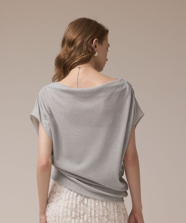 GRACE CONTINENTAL ラメドレープカットトップ シルバー