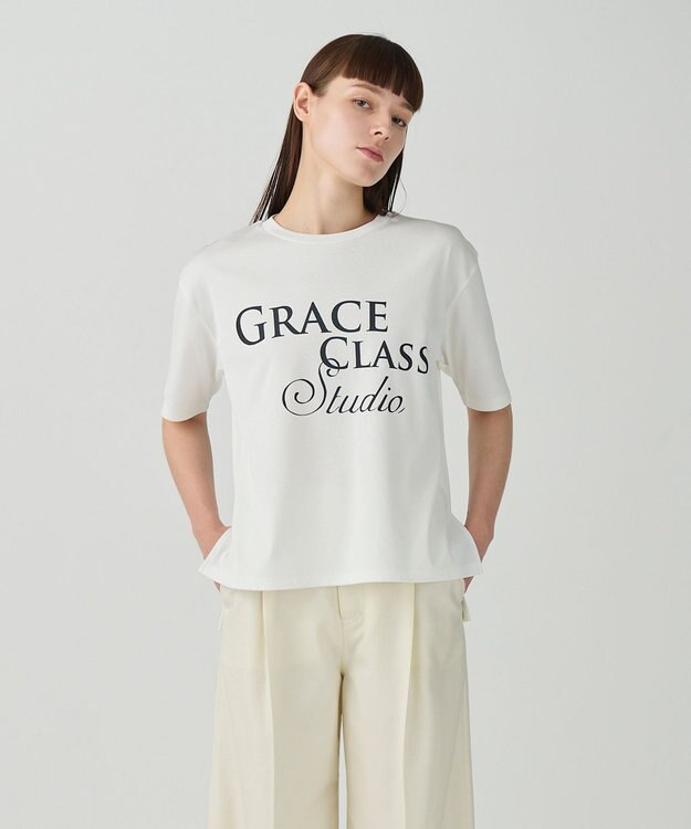 くらしを楽しむアイテム レタードシルケットTシャツ / GRACE | CONTINENTAL GRACE カットソー(半袖+袖なし)