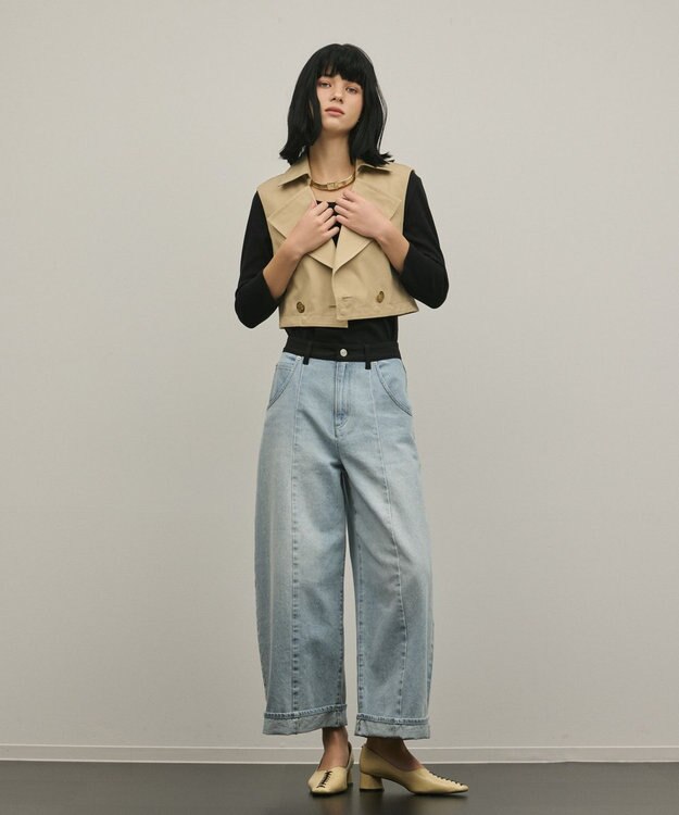 GRACE CONTINENTAL クロップトバレルパンツ サックス