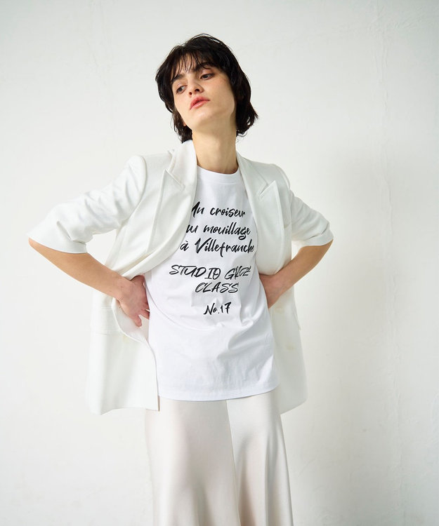 GRACE CONTINENTAL リネンタッチハーフスリーブジャケット ホワイト