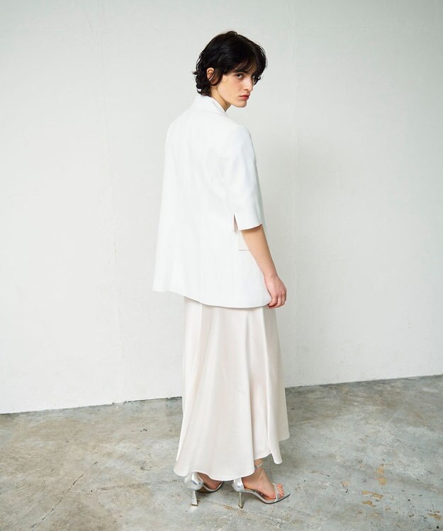 GRACE CONTINENTAL リネンタッチハーフスリーブジャケット ホワイト