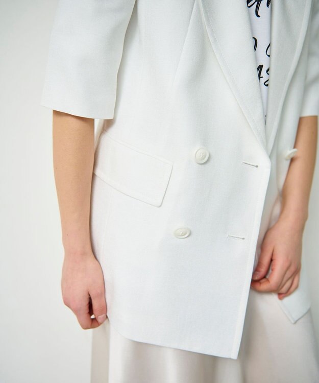 GRACE CONTINENTAL リネンタッチハーフスリーブジャケット ホワイト