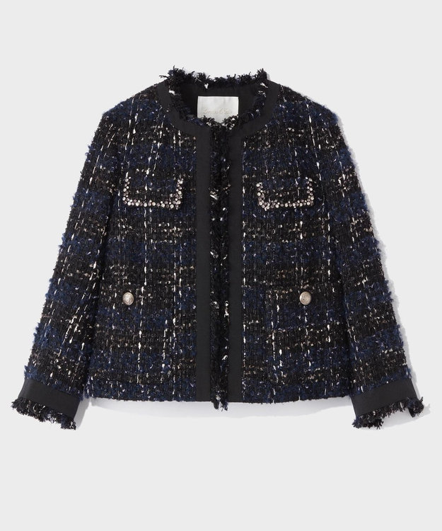グレースクラス ビジュー付きリネン混 ジュール・トゥルニエ ツイードジャケット Tweed ジャケット / GRACE CONTINENTAL | GRACE CONTINENTAL